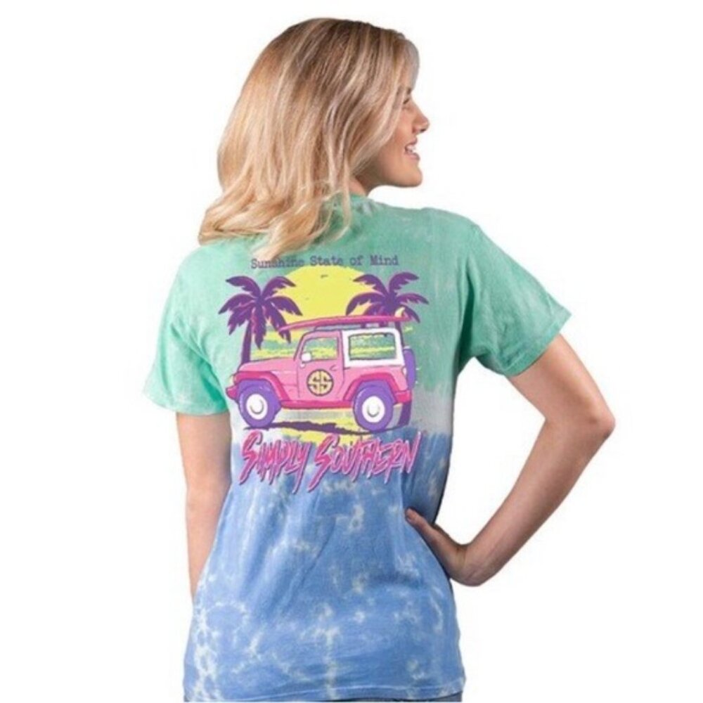 Simply Southern | Tie Dye Short Sleeve ‘Sunshine State of Mind’ Tee | Size Large